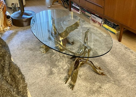 Table with Sculptures of Flying Cranes by Willy Daro, 1970s-OPE-1764690