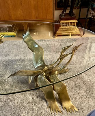 Table with Sculptures of Flying Cranes by Willy Daro, 1970s-OPE-1764690