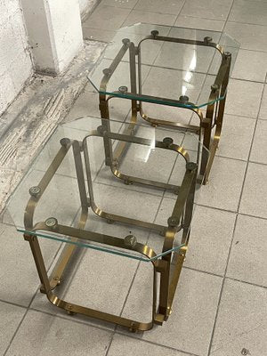 Tables in Brass and Glass, 1970s, Set of 2