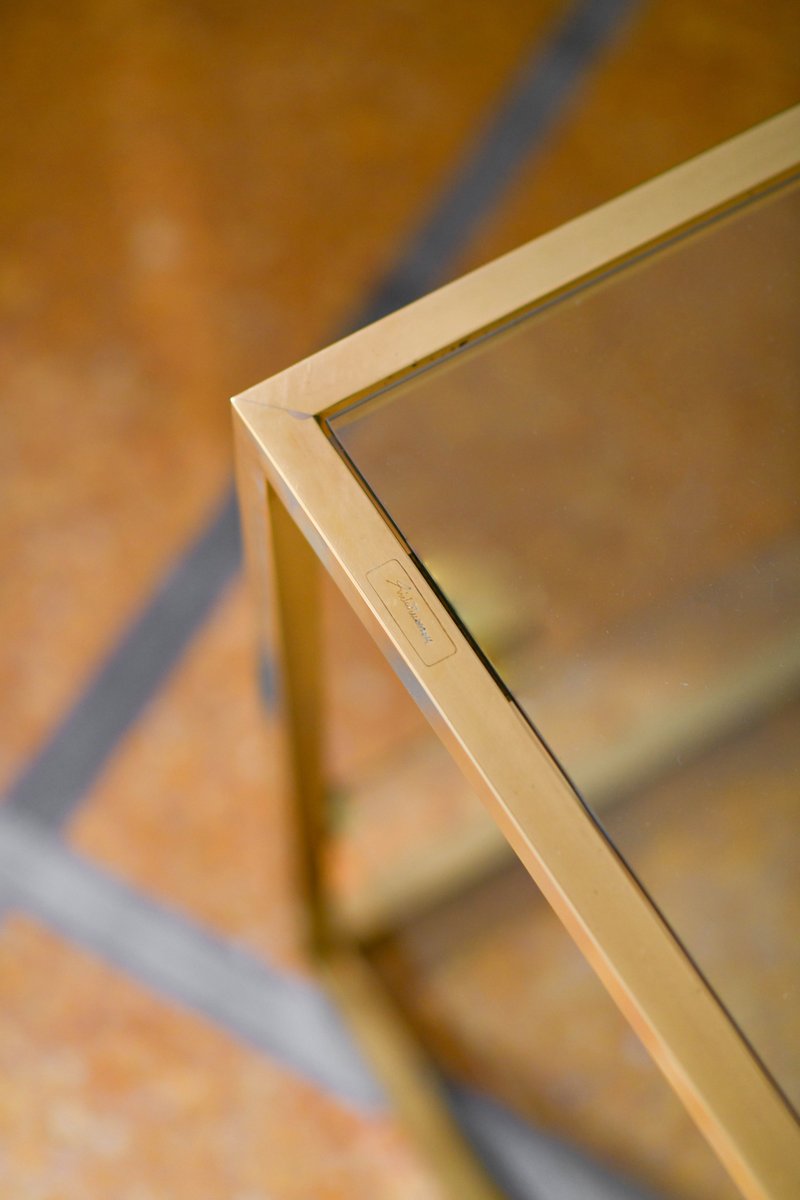 Tables with Glass Shelves and Brass Details, 1980s, Set of 2