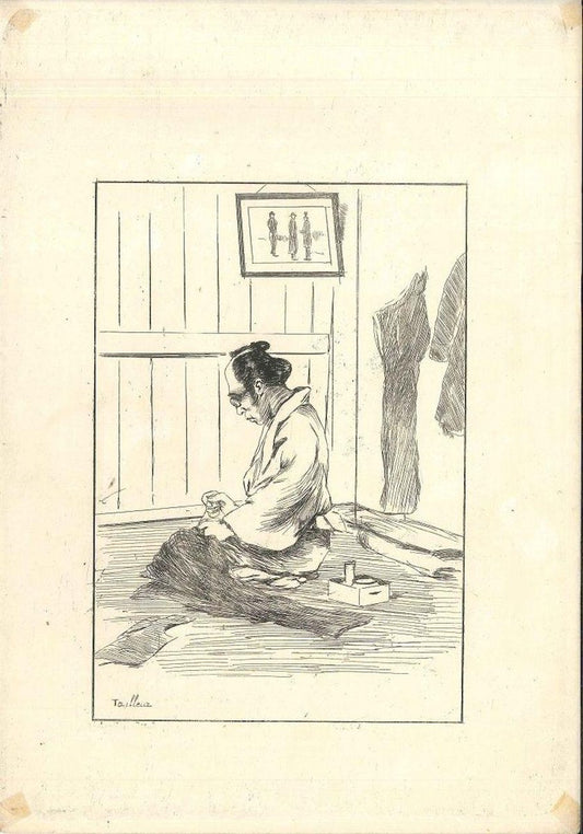 Tailleur - Original Etching on Japan Paper by G. F. Bigot - Tokyo 1886