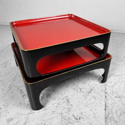 Taishō Period Traditional Urushi Lacquerware Serving Tables, Japan, 1920s, Set of 12-DWL-1824554