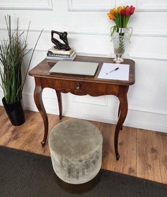 talian Walnut Desk Side Table with Cabriole Carved Legs, 1890s-EUP-1804857