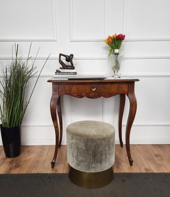 talian Walnut Desk Side Table with Cabriole Carved Legs, 1890s-EUP-1804857