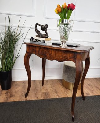 talian Walnut Desk Side Table with Cabriole Carved Legs, 1890s-EUP-1804857