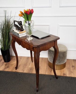 talian Walnut Desk Side Table with Cabriole Carved Legs, 1890s-EUP-1804857