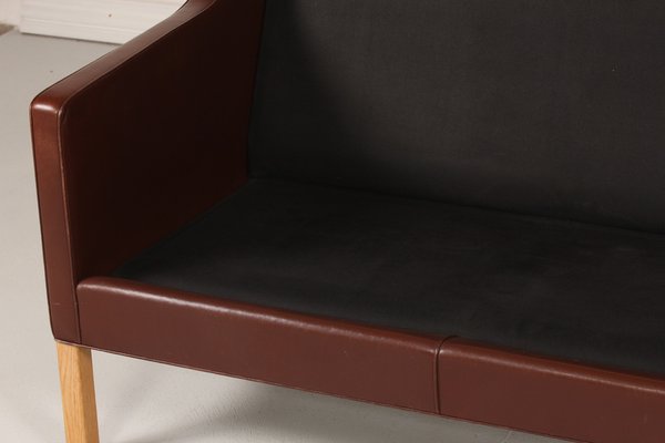 Tall 2432 Wingback Sofa in Brown Leather by Børge Mogensen for Fredericia Stolefabrik, 1970s-QQ-1371889