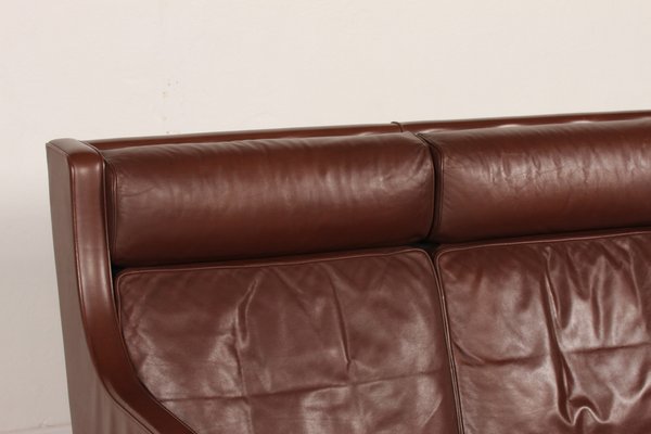 Tall 2432 Wingback Sofa in Brown Leather by Børge Mogensen for Fredericia Stolefabrik, 1970s-QQ-1371889