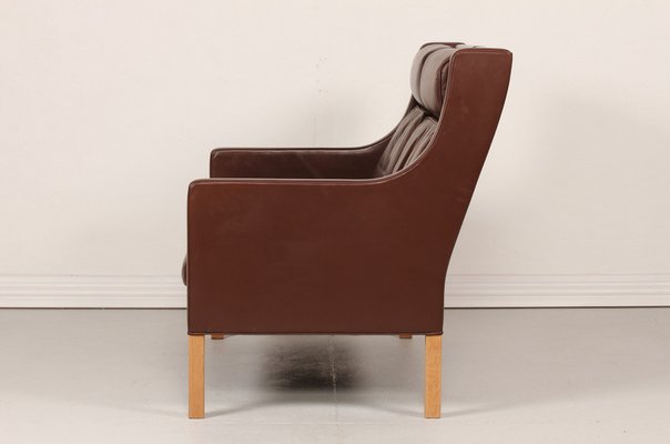 Tall 2432 Wingback Sofa in Brown Leather by Børge Mogensen for Fredericia Stolefabrik, 1970s-QQ-1371889