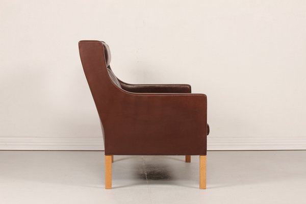 Tall 2432 Wingback Sofa in Brown Leather by Børge Mogensen for Fredericia Stolefabrik, 1970s-QQ-1371889