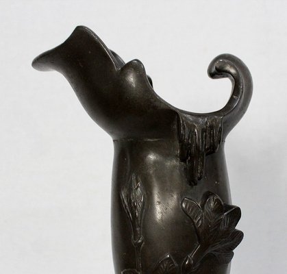 Tall Art Nouveau Vase in Pewter Depicting Young Woman Picking Water Lily by P. Jean, Early 20th Century-RVK-1016327