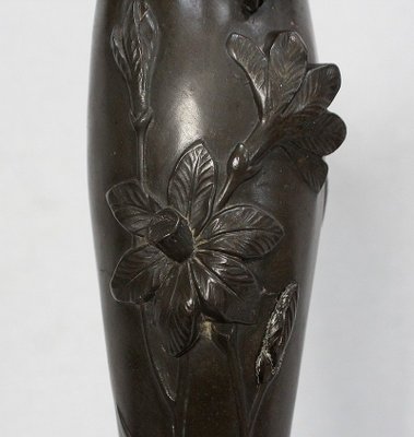 Tall Art Nouveau Vase in Pewter Depicting Young Woman Picking Water Lily by P. Jean, Early 20th Century-RVK-1016327