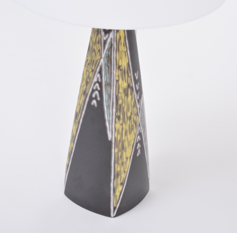 Tall Black Danish Mid-Century Ceramic Table Lamp by Holm Sorensen for Søholm