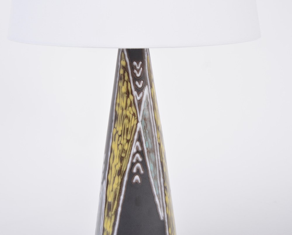 Tall Black Danish Mid-Century Ceramic Table Lamp by Holm Sorensen for Søholm