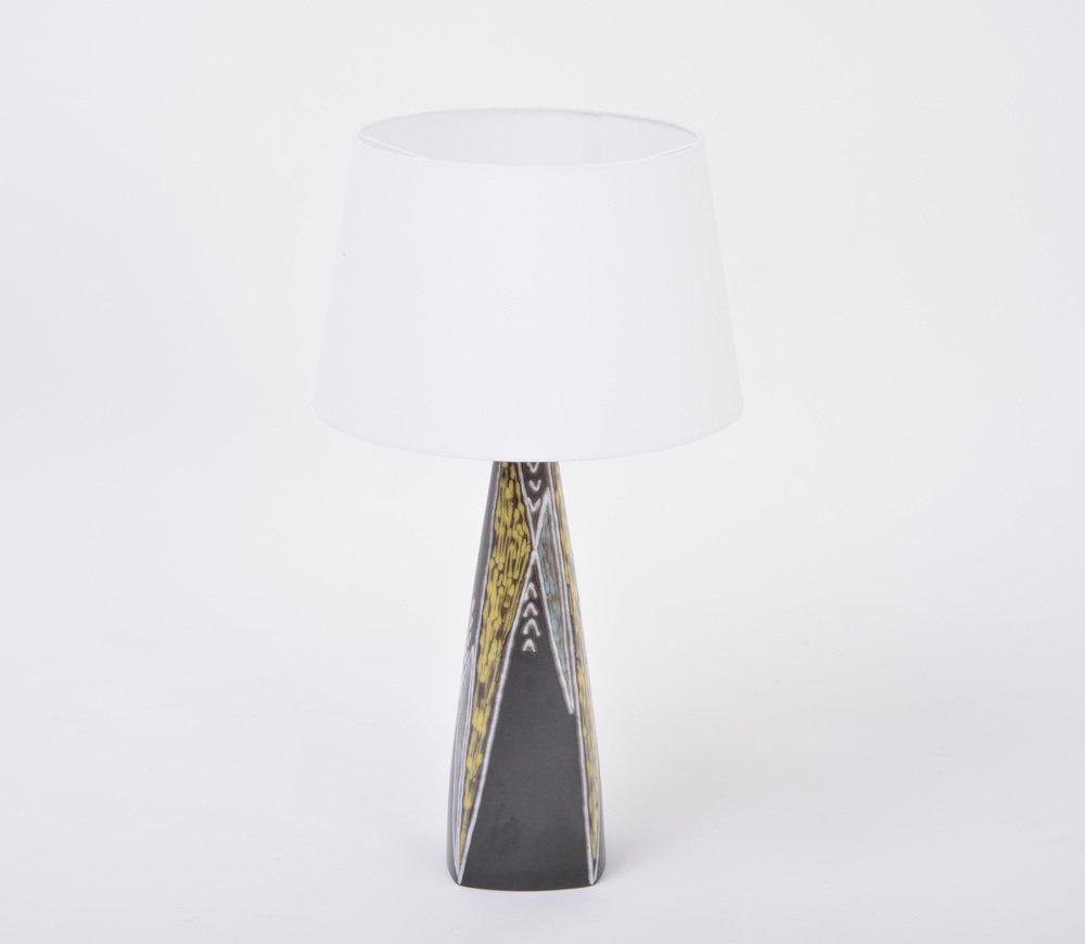 Tall Black Danish Mid-Century Ceramic Table Lamp by Holm Sorensen for Søholm