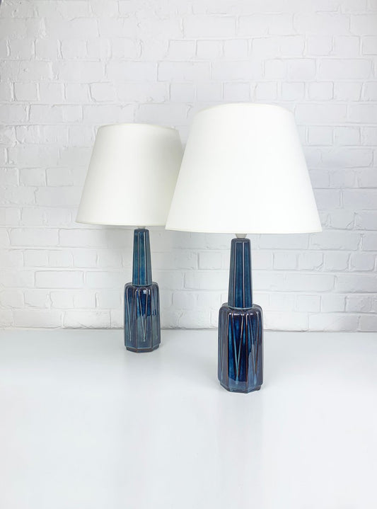 Tall Danish Stoneware Ceramic Lamps by Einar Johansen for Søholm, 1960s, Set of 2