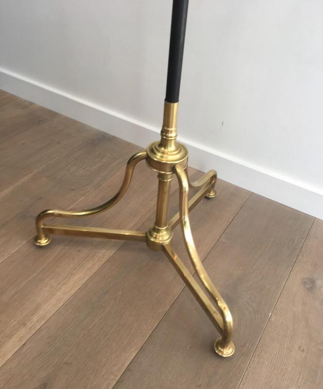 Tall French Black Lacquered & Brass Coat & Hat Rack, 1900s