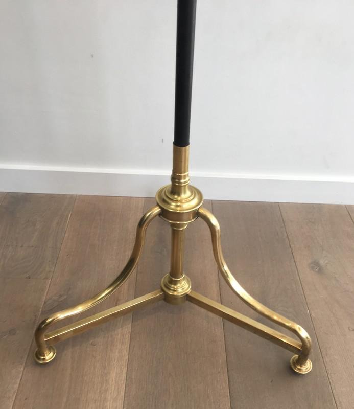 Tall French Black Lacquered & Brass Coat & Hat Rack, 1900s