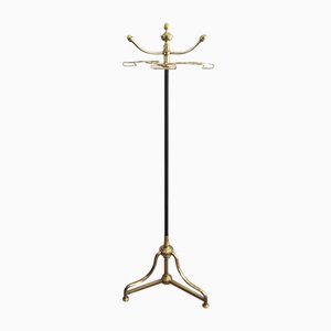 Tall French Black Lacquered & Brass Coat & Hat Rack, 1900s-BA-658669