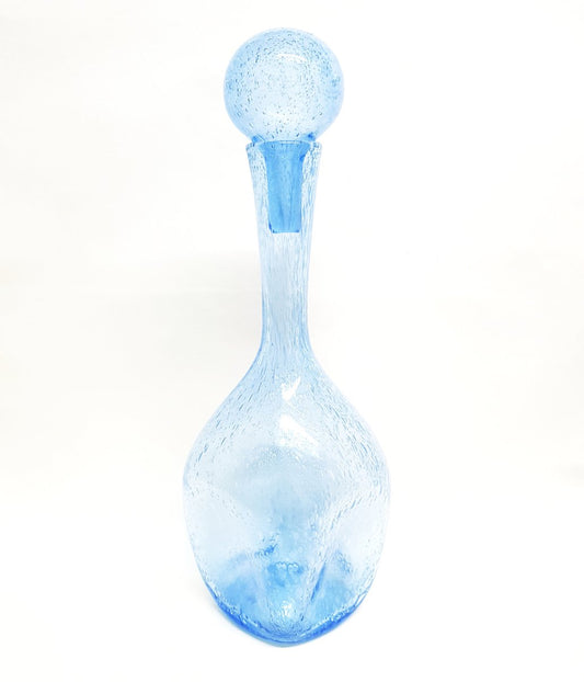 Tall French Hand Blown Bubbled Carafe, Biot, France