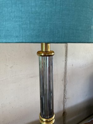 Tall Hollywood Regency Style Table Lamp with Turquoise Lampshade, 1980s-JO-1705585