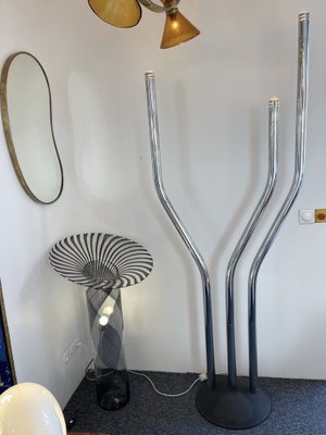 Tall Italian Organ Tube Floor Lamp in Metal Chrome by Reggiani, 1970s-FUE-1248774