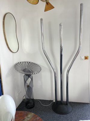 Tall Italian Organ Tube Floor Lamp in Metal Chrome by Reggiani, 1970s-FUE-1248774