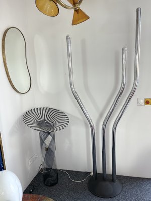 Tall Italian Organ Tube Floor Lamp in Metal Chrome by Reggiani, 1970s-FUE-1248774