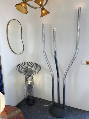 Tall Italian Organ Tube Floor Lamp in Metal Chrome by Reggiani, 1970s-FUE-1248774