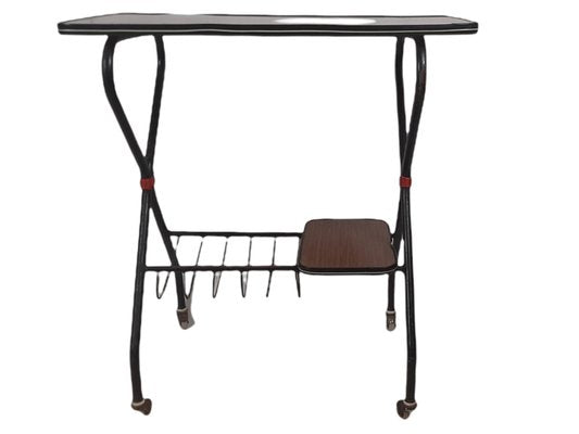 Tall Mid-Century Bar Cart Table with Wheels-TCS-1229116