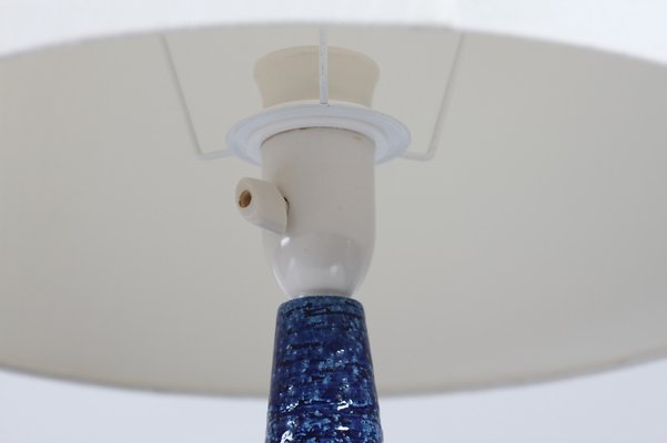 Tall Mid-Century Danish Cobalt Blue Table Lamp by Lindemann-Schmidt for Palshus, 1960s-QQ-1368290