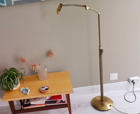 Tall Modernist Golden Height Adjustable Floor Lamp 1970s-SCS-1314115