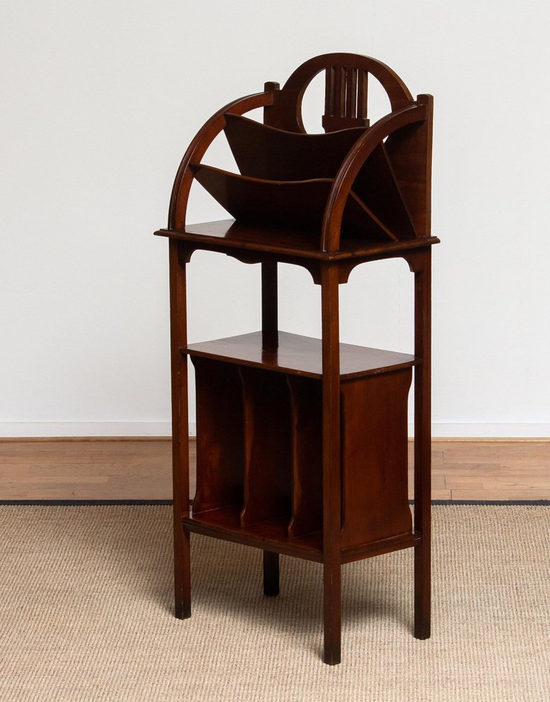 Tall Scandinavian Art Nouveau Magazine Rack in Mahogany, 1910