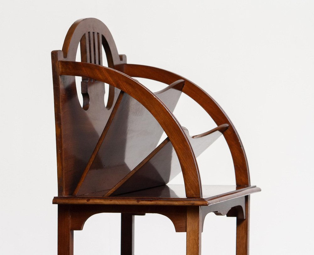 Tall Scandinavian Art Nouveau Magazine Rack in Mahogany, 1910