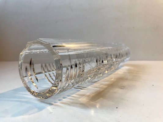 Tall Scandinavian Cut Crystal Vase, 1950s-LCR-887581