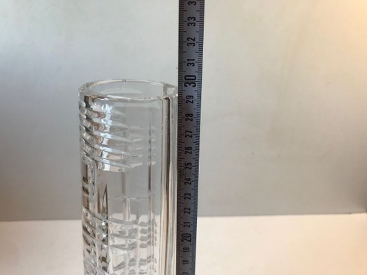 Tall Scandinavian Cut Crystal Vase, 1950s-LCR-887581