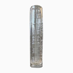 Tall Scandinavian Cut Crystal Vase, 1950s-LCR-887581