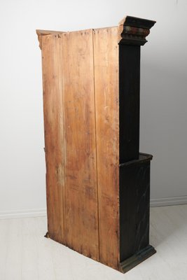 Tall Swedish Handcrafted Black Painted Pine Folk Art Cabinet-MJF-1749314