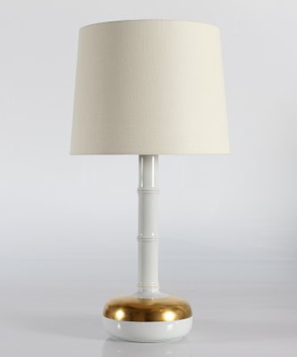 Tall Table Lamp with White & Gilded Glaze from Royal Copenhagen, Denmark, 1970s-QQ-1376933