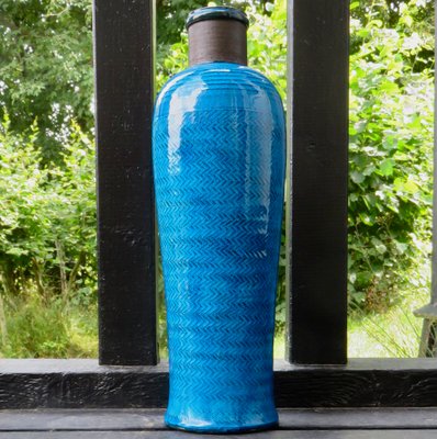 Tall Turquoise Bottle Vase by Nils Kahler, Denmark, 1965-AC-1078442