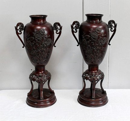 Tall Vases in Bronze, China, Late 19th Century-RVK-934649