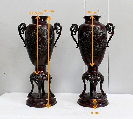 Tall Vases in Bronze, China, Late 19th Century-RVK-934649