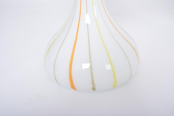 Tall White Glass Model Candy Table Lamps attributed to Holmegaard, 1970s, Set of 2-FN-1394572