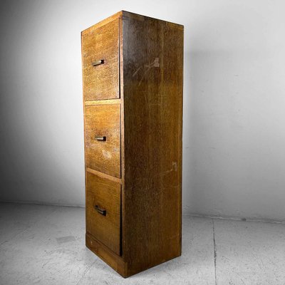 Tall Wooden Filing Cabinet, Japan, 1940s-DWL-1780629