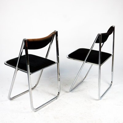 Tamara Folding Chairs in Chrome and Velvet attributed to Arrben, Italy, 1970s, Set of 2-MH-1786036