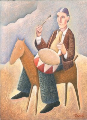 Tamburino a Cavallo - Original Oil on Wooden Panel by C. Benghi - 2000s-ZCI-757289