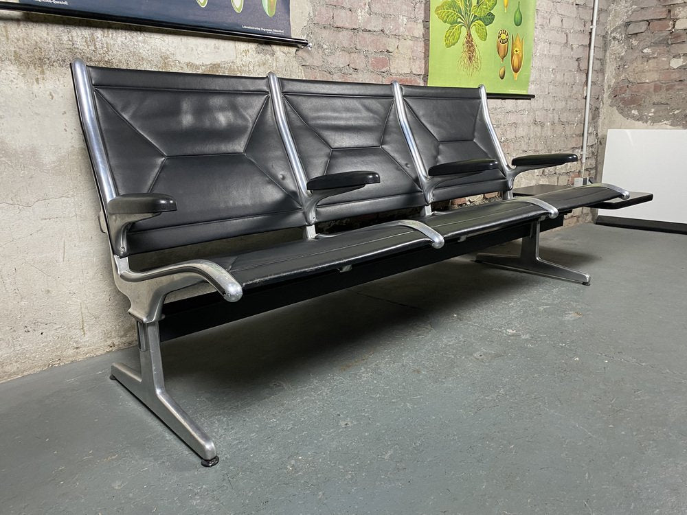 Tandem Sling Airport Bench with Storage by Charles & Ray Eames for Herman Miller, 1960s