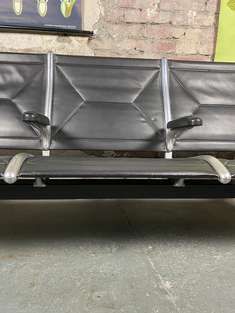 Tandem Sling Airport Bench with Storage by Charles & Ray Eames for Herman Miller, 1960s