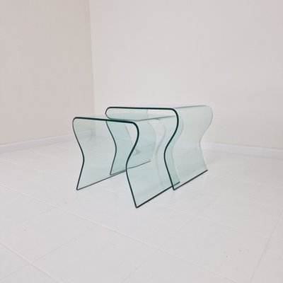 Tango Glass Nesting Table Set by Fabio Di Bartolomei for Fiam Italia, Set of 2-RQL-2027222