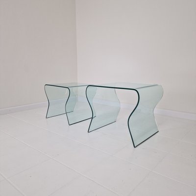 Tango Glass Nesting Table Set by Fabio Di Bartolomei for Fiam Italia, Set of 2-RQL-2027222